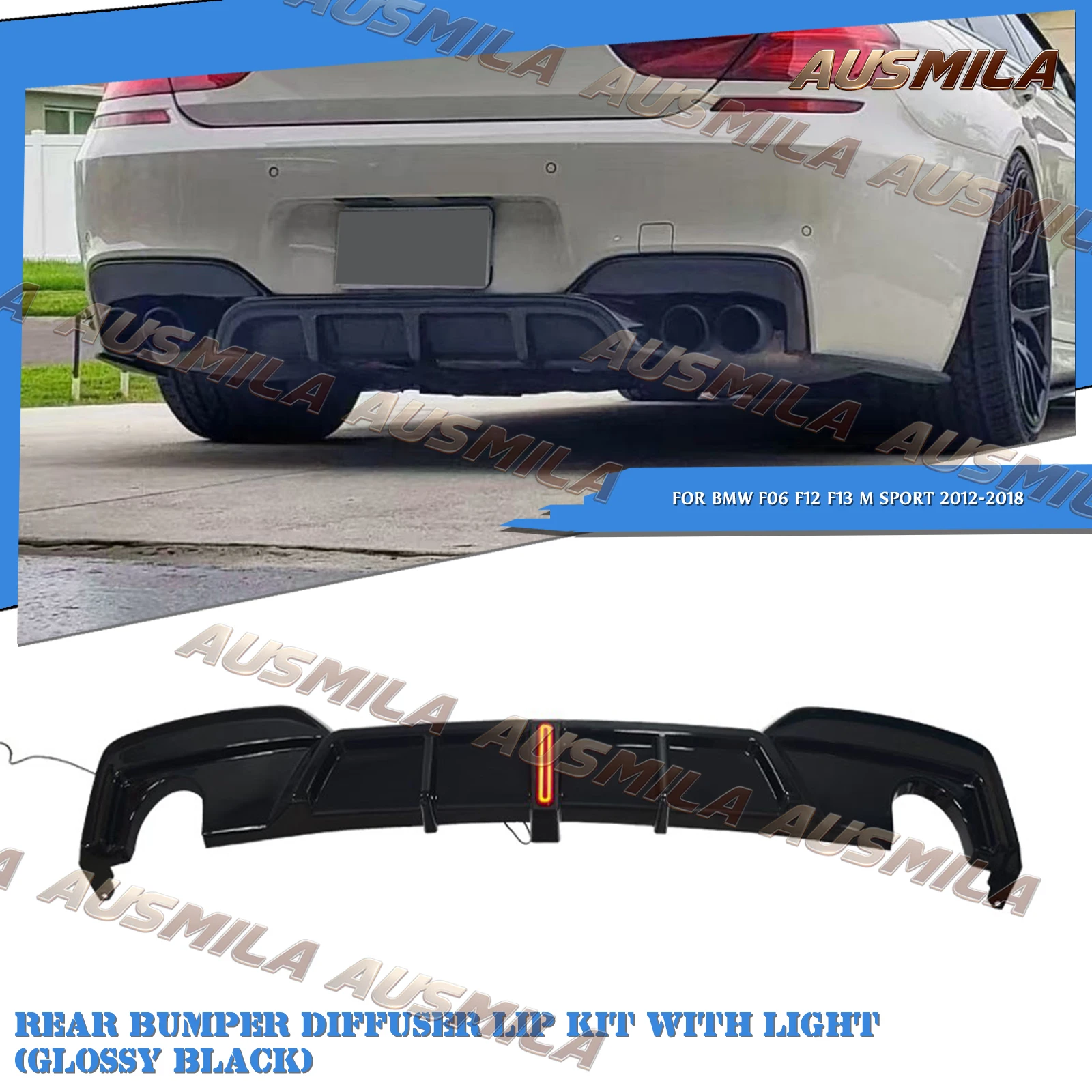 

Rear Bumper Diffuser Lip Lower Splitter Blade Chin Guard For BMW F06 F12 F13 M Sport 2012 2013 2014 2015 2016 2017 2018