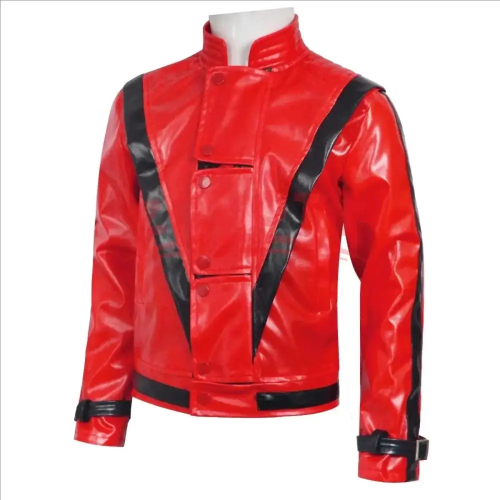 Classic Michael Red Leather Jacket Cosplay Costume Zipper Design Carnival Perfo… - Image 2