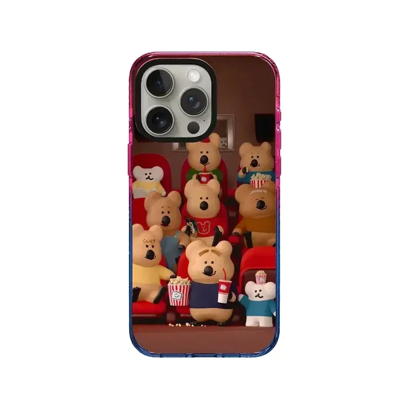 Cartoon Popcorn 2.5 Acrylic Gradient Border Magnetic iPhone 12 13 14 15 Pro Max Protective Case