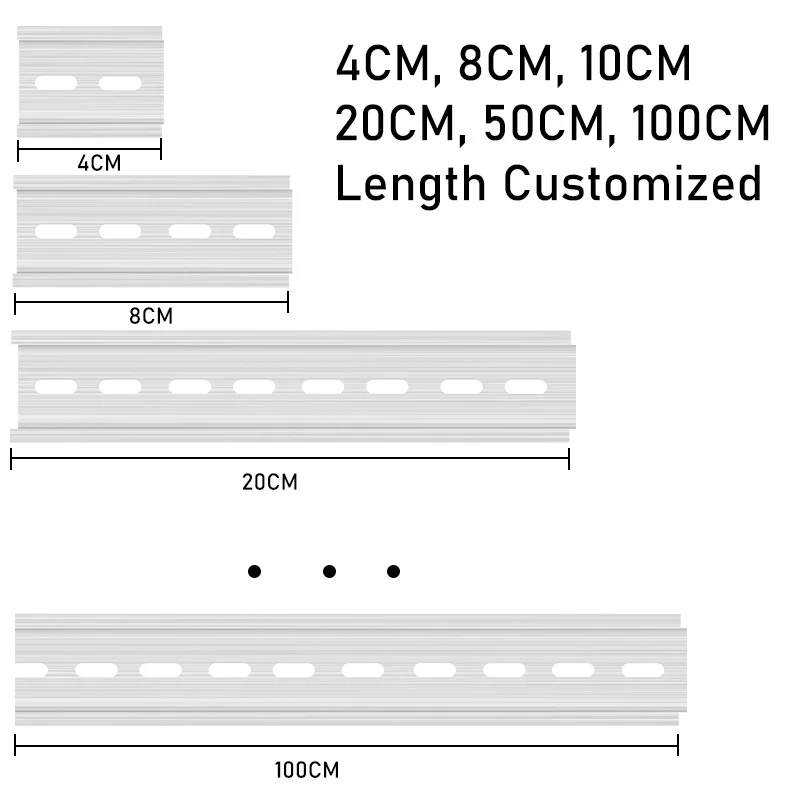 2PCS DIN Rail Aluminum Iron 4CM 6CM 8CM 10CM 20CM 50CM Add Thickness 35MM Universal Type Terminal Block MCB Mounting Bracket image 4