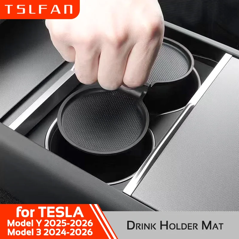 

For Tesla Model 3 Highland 2024 Y Juniper 2025 Water Cup Mat Coaster Silicone Drink Holder Anti-slip Pad Console Car Accessories