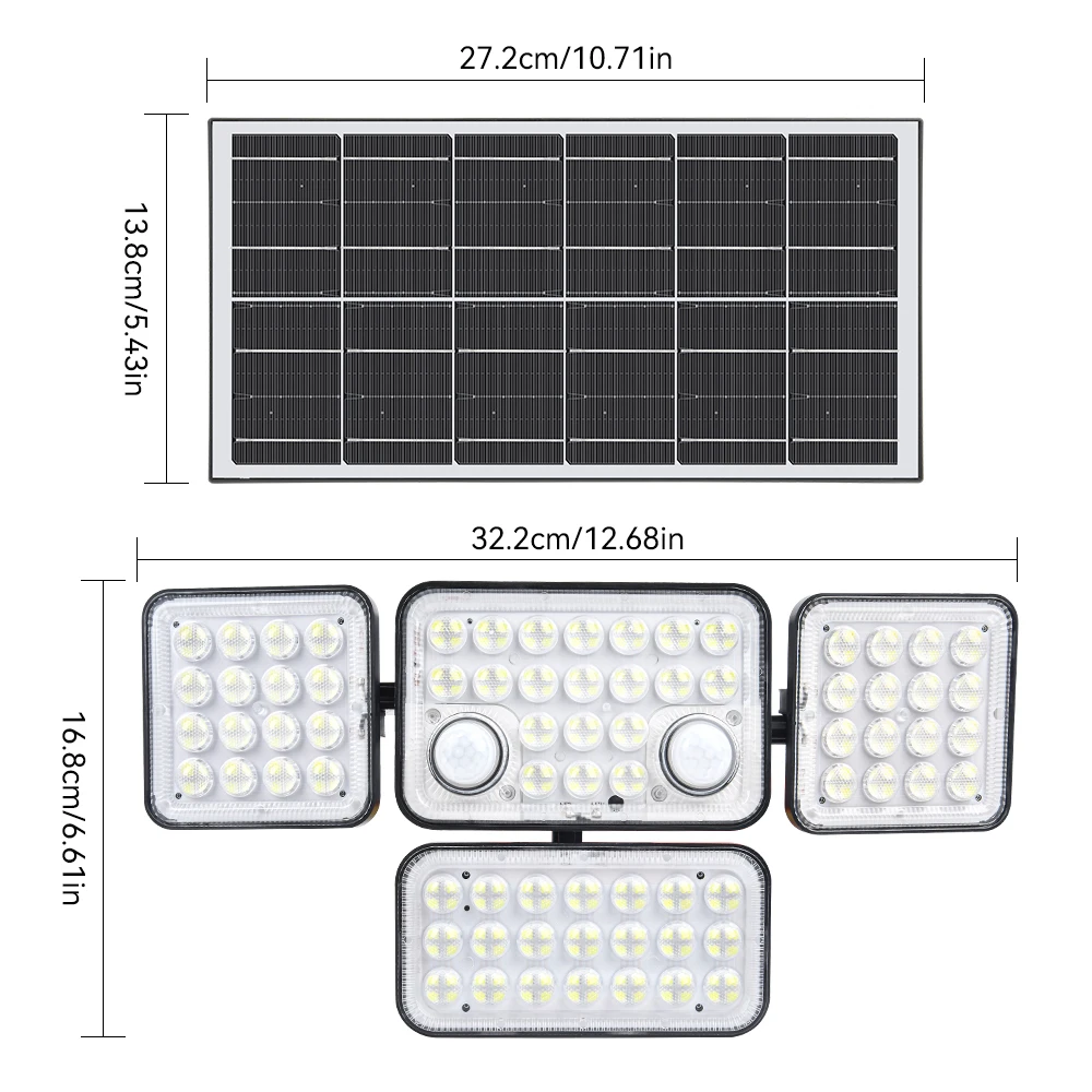 Solar Outdoor Lights 292 LED Solar Powered Motion Sensor Security Lights Solar Split Flood Lights With 3 Modes For Outside Porch