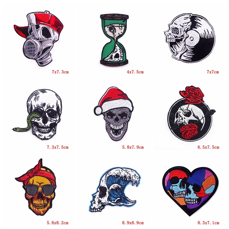 Parche bordado termoadhesivo calavera – Punk para chaquetas y jeans - imagen 4