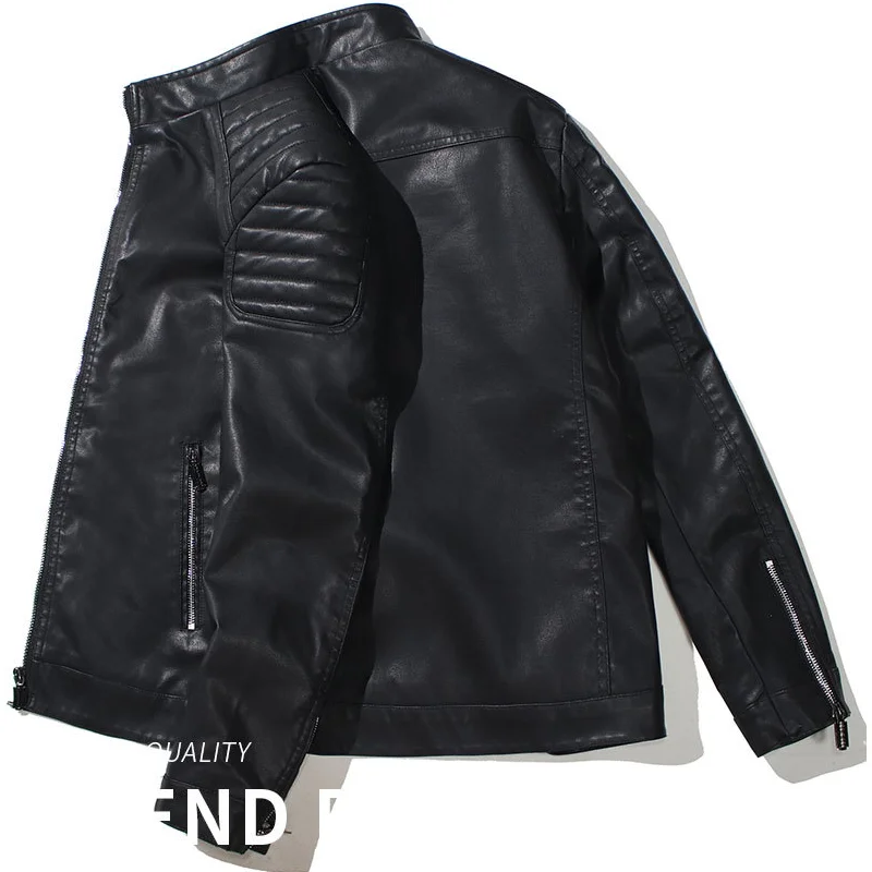 

Motorcycle Leather Jacket Men Slim Korean Version Handsome Male Coat Men Stand Collar Casual Windbreaker New Trend Lapel Jacket