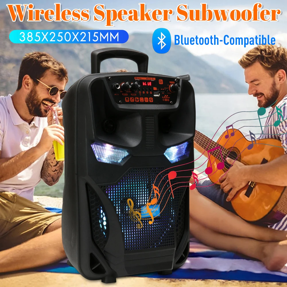 

Powerful Bluetooth-Compatible Speaker Subwoofer Stereo Loud Boom Box Portable FM Radio Speaker for Travel Indoor Outdoor Radio ﻿