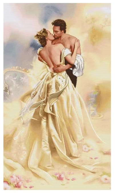 

Kiss Couple 25ct 18CT 16CT 14CT Unprinted Top Quality Cross Stitch Kits Embroidery Art DIY Handmade Needlework Home Decor