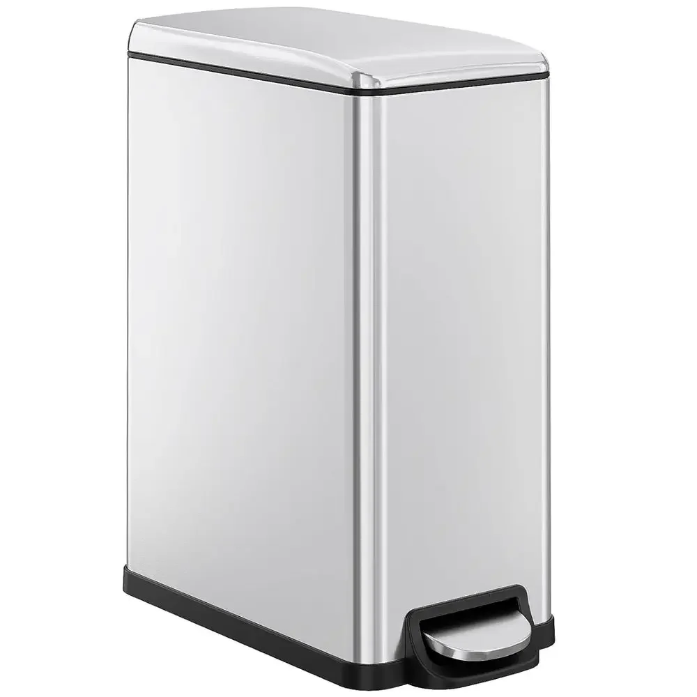 

50L Stainless Steel Step Trash Can with Lid, Pedal, and Inner Bucket for Kitchen and Bathroom