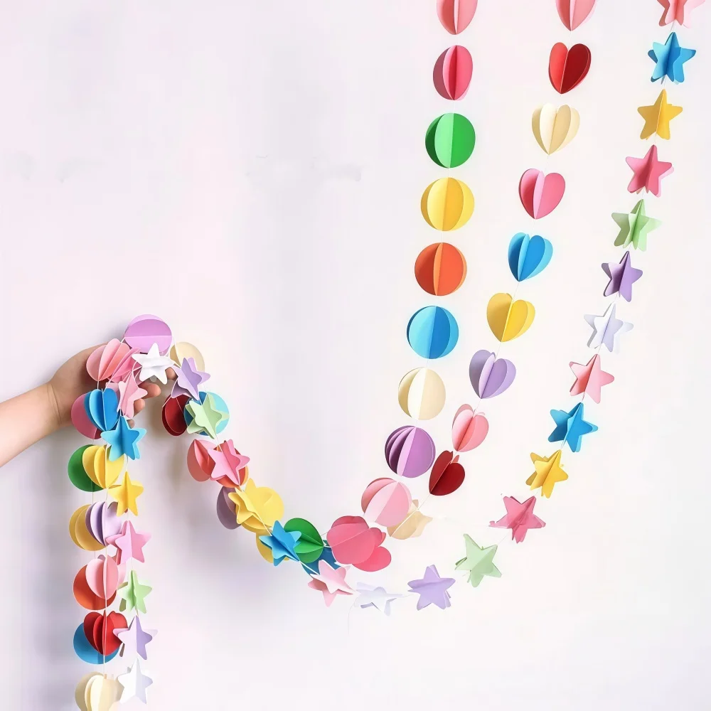 1 Stück 3D Papier-Kreis-Girlande Heimdekoration Papierbanner Deko Hochzeit Geburtstag Party DIY Hängedekoration