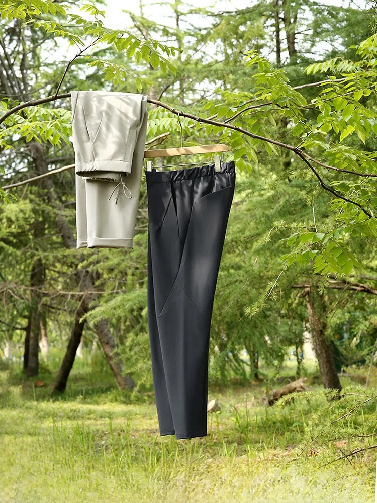 

Водонепроницаемые эластичные мужские повседневные брюки для занятий спортом на открытом воздухе, прямые брюки из нейлоновой ткани, эластичные брюки для отдыха