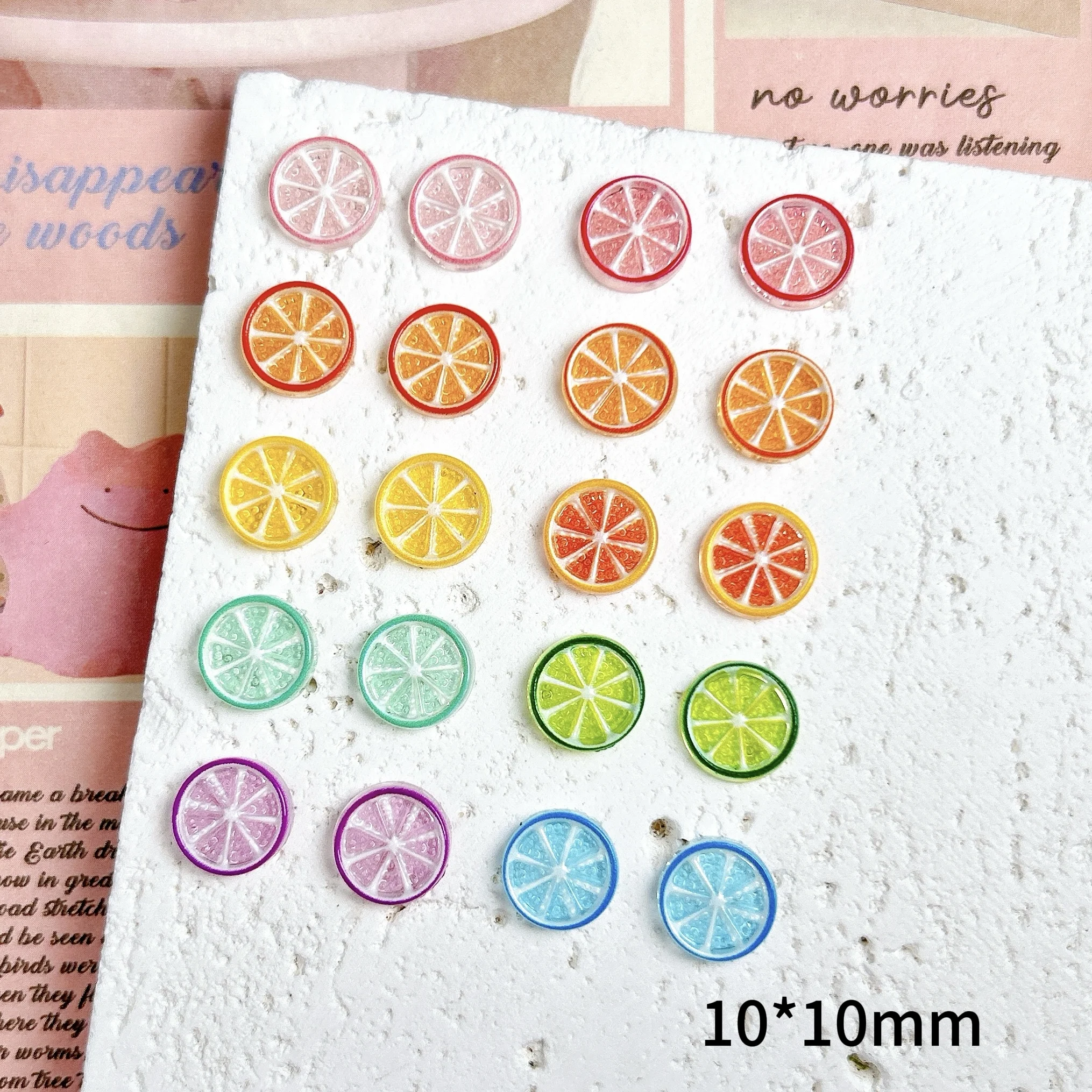 20PCS 3D Multi-colors Creative Fruit Slices Resin Nail Charms Translucent Simulated Lemon Flakes Nail Art Decorations DIY Nails