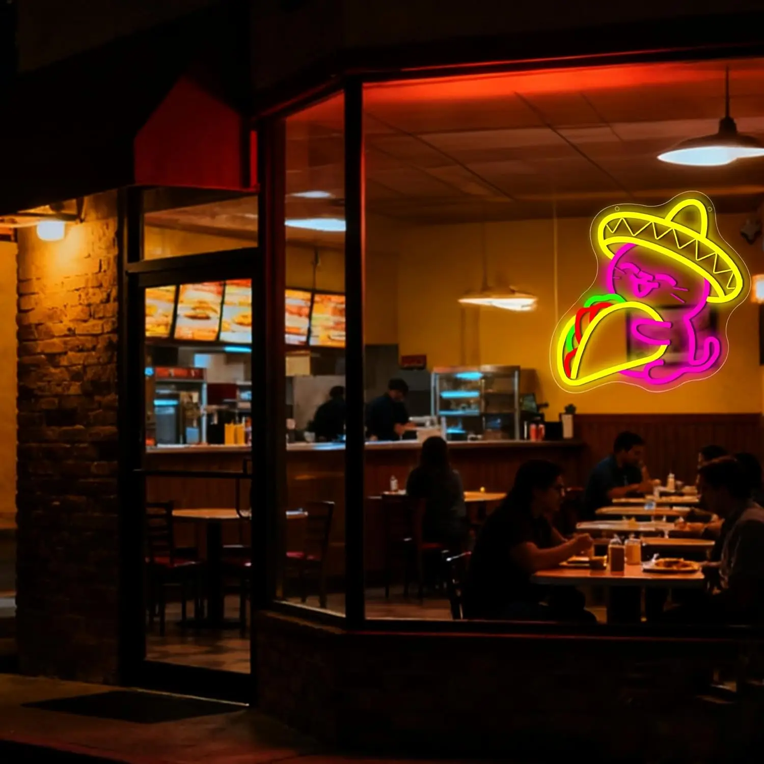 التاكو القط النيون عكس الضوء Led الحيوان كول القط تسجيل جدار ديكور للرجل الكهف مطعم بار البيرة حفلة عيد الميلاد عيد ميلاد #5