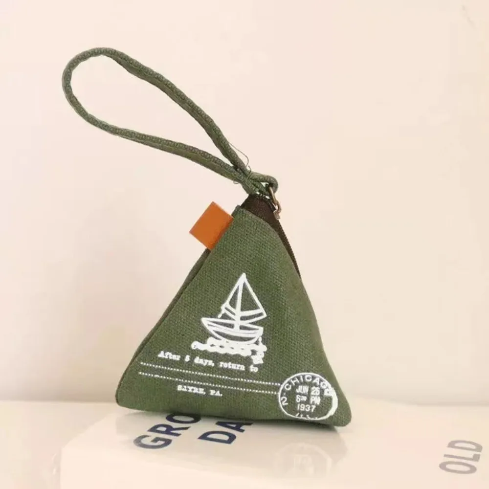 

New Canvas Zongzi Shaped Zero Purse Iron Tower Pattern Fashion Style Coin Wallet Portable Mini Coin Bag