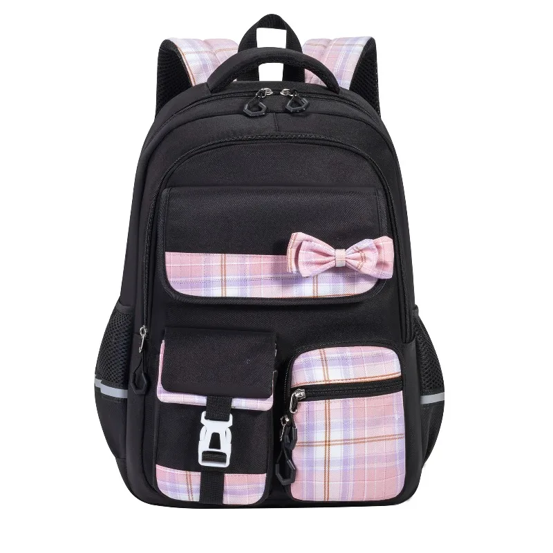 3pcs/set School Backpack for Girls Bookbag Elementary Middle School Bags Student Cute Plaid Backpack with Lunch Bag Pencil Bag