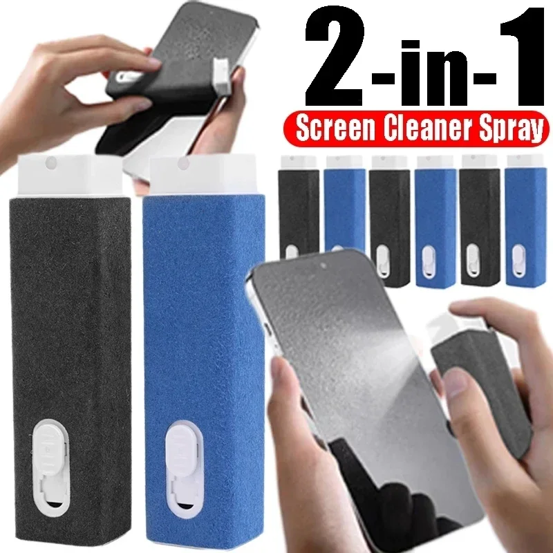 2 In 1 Phone Screen Cleaner Spray Computer Mobile Phone Screen Dust Remover Tool Microfiber Cloth For iPhone iPad Apple Polish