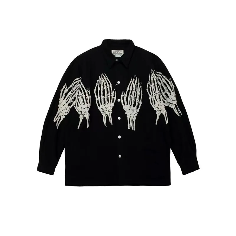 

Summer men's shirts versatile skull hand ghost claws Hawaiian men and women's same long-sleeved shirts