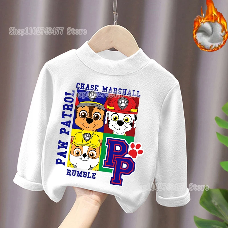 Anime PAW patorl kids base shirt cartoon cute Marshall skye long sleeved autumn winter thick double-sided German velvet top