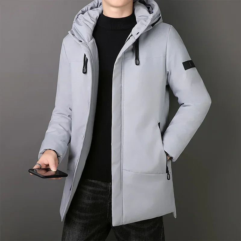 New 2024 Brand Hooded Casual Fashion Long Thicken Outwear Parkas Jacket Men Winter Windbreaker Coats Men Clothing High Quality