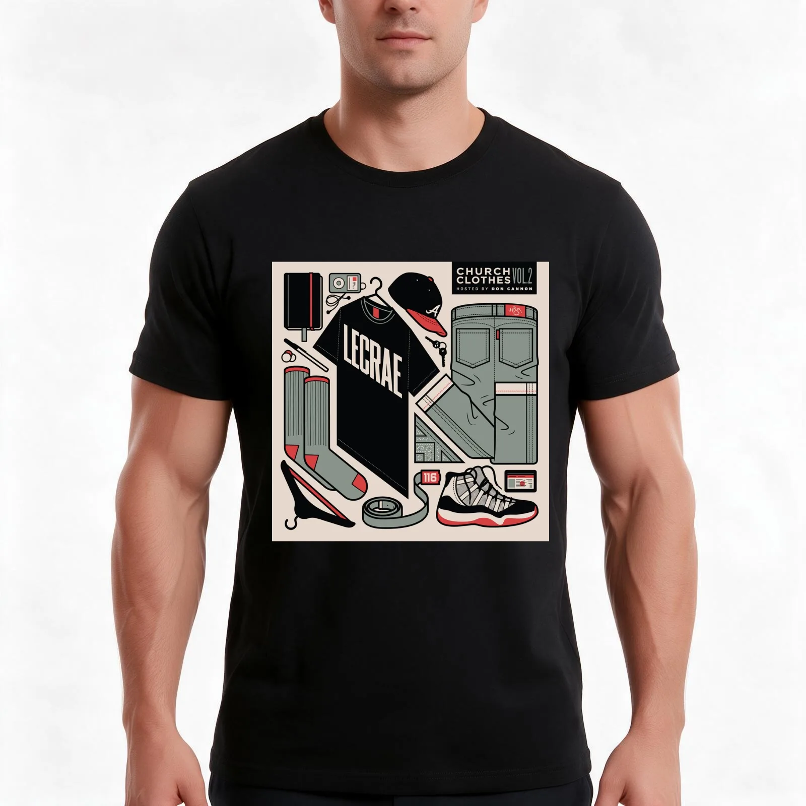 LeCrae church clothes volume 2 T-Shirt, Summer Casual Cotton Tee, Oversized Streetwear Tops, Vintage Graphic Print, 100% Cotton