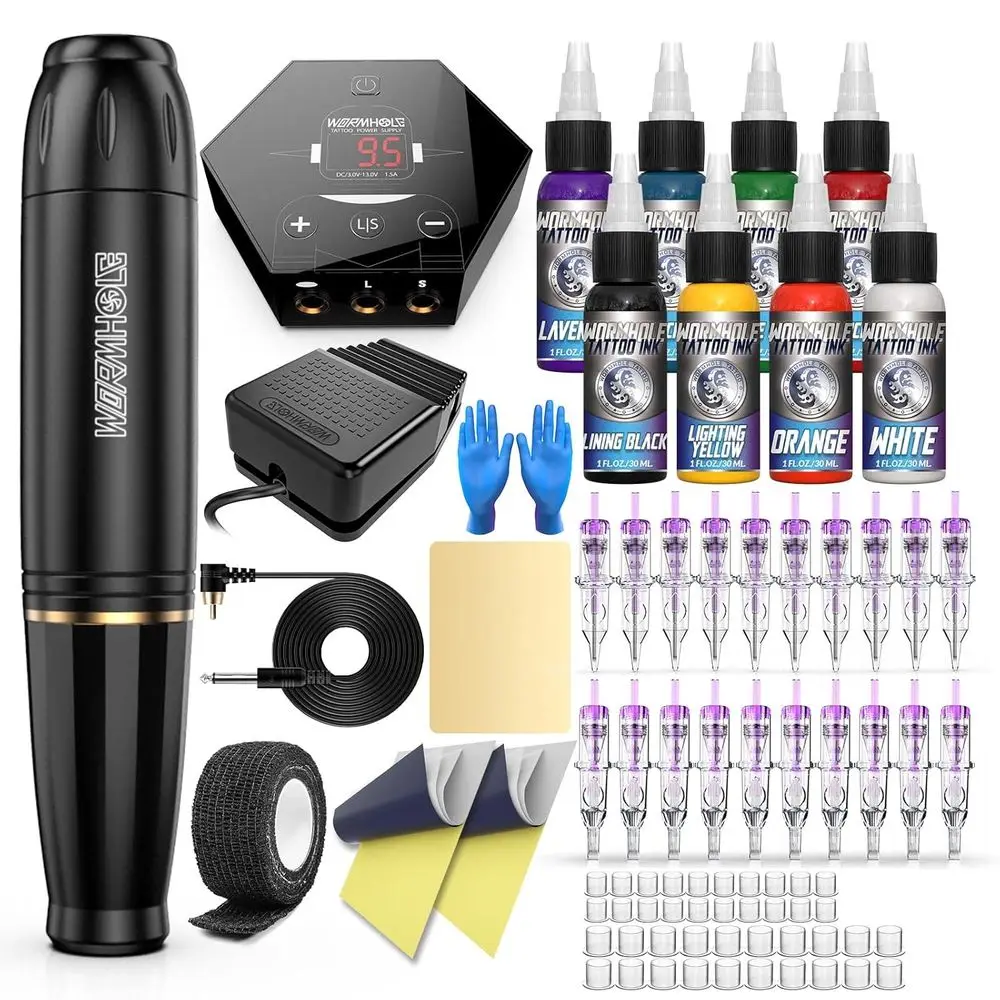 

Beginner's Rotary Tattoo Kit with Cartridge and Complete Supplies for Tattooing