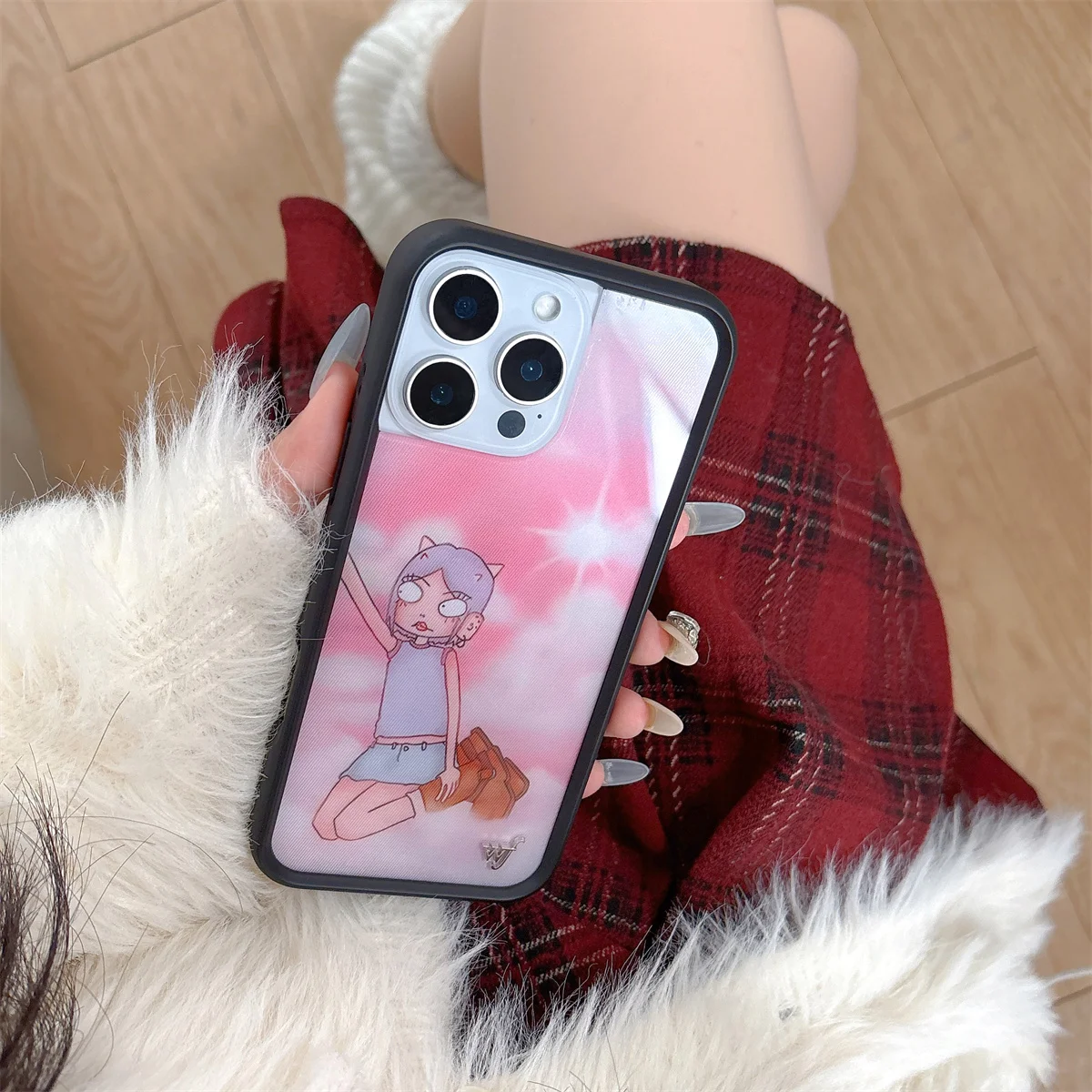 Wildflower ins Pink Sex Lip Print Phone Case for iPhone 16 15 14 13 12 Pro Max 16Plus WF Cartoon Cat Boys Girls Cover Funda