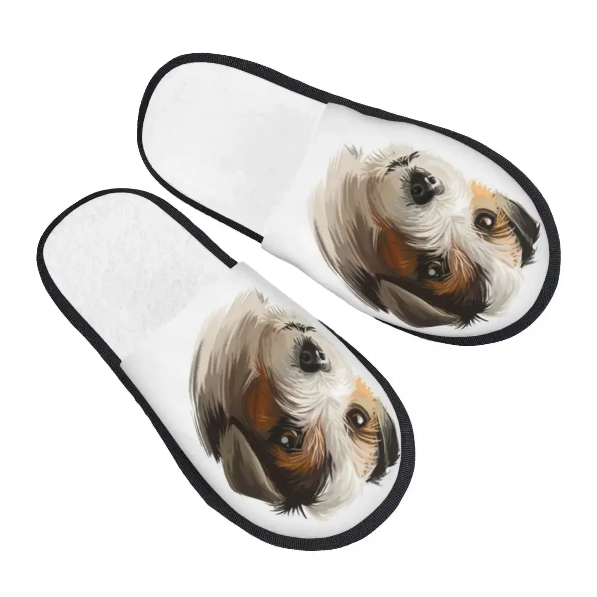 Soft Slippers Parson Russell Terrier Dog Portrait Non-Slip Floor Indoor Home Furry  Shoes For Bedroom