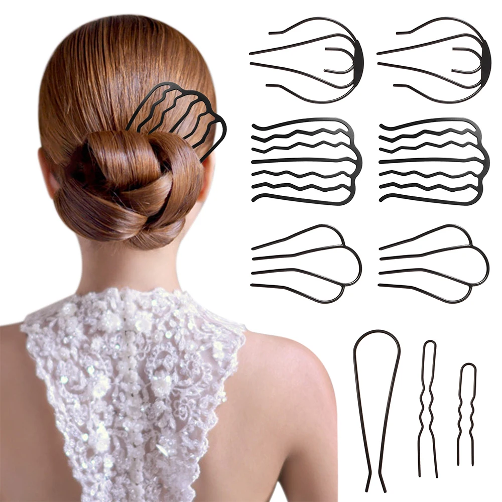 Twist Hair Side Combs Hair Styling Combs Pins Hair Clip Fork Metal Hair Fork Clip Teeth Hair Pin