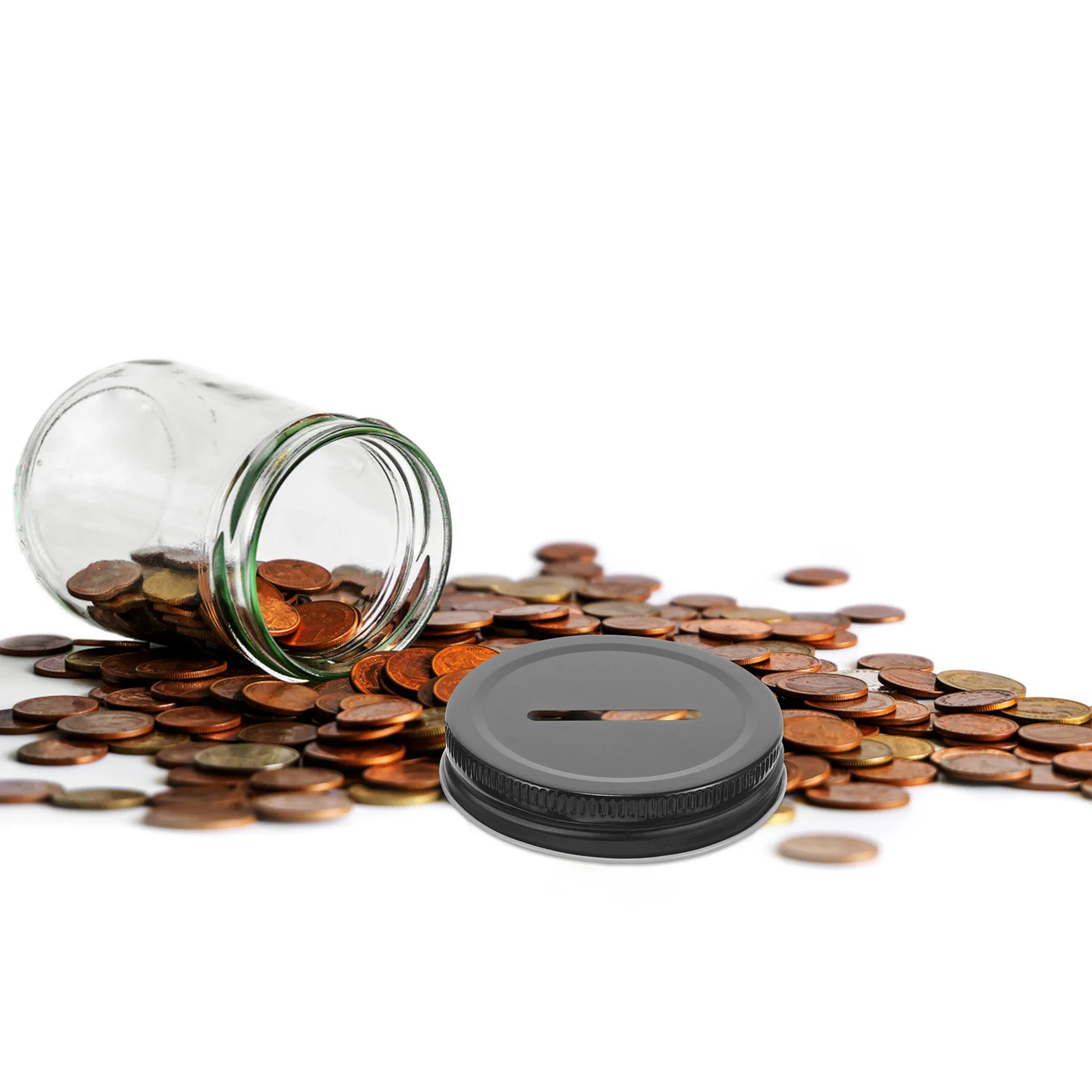 

12Pcs Tinplate Mason Jar Lids Leakproof Coin Slot Covers Replacement Caps for Saving Money Jar Mason Can Lid Piggy Bank Lids