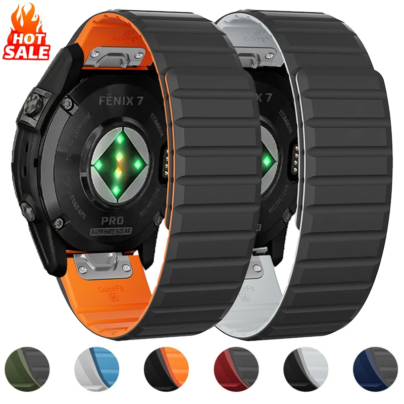 

22mm 26mm Quick Fit Magnetic Band for Garmin Watch Fenix 7Pro 7X 6X 5X Plus Epix Pro Silicone Wrist Strap for Fenix 6 7 955 EPIX