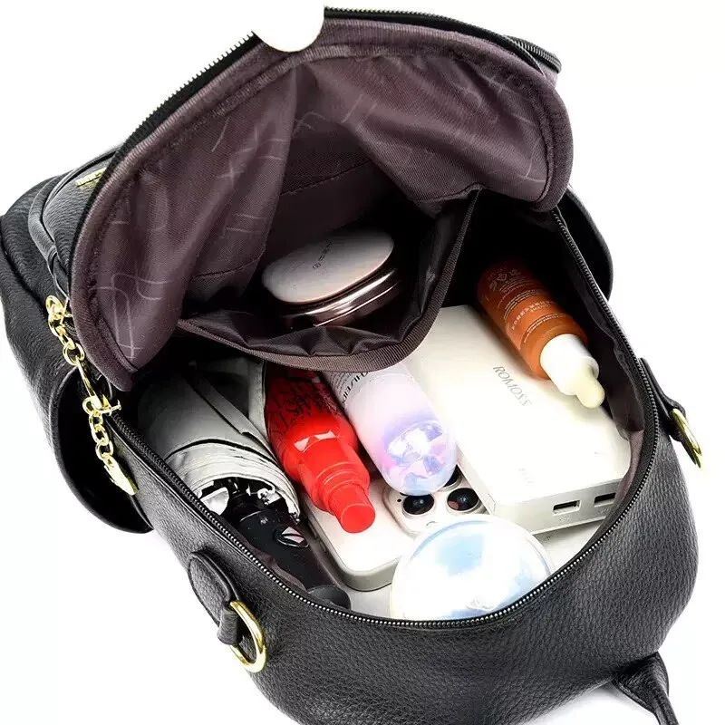 New Classical Fashion High Quality Soft Leather Travel Backpack Women Large Capacity Luxury Shoulder Bags School Bag Backpacks