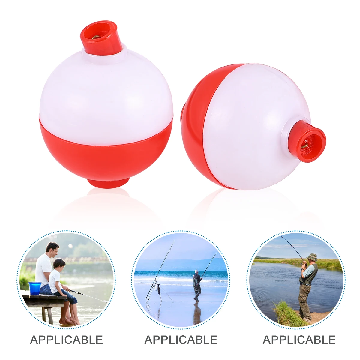 

10PCS Ball Float Plastic Float Sea Fishing Float Ring Floating Ball Luya Accessories Luya Bait for Fishing Lover (50MM Red White