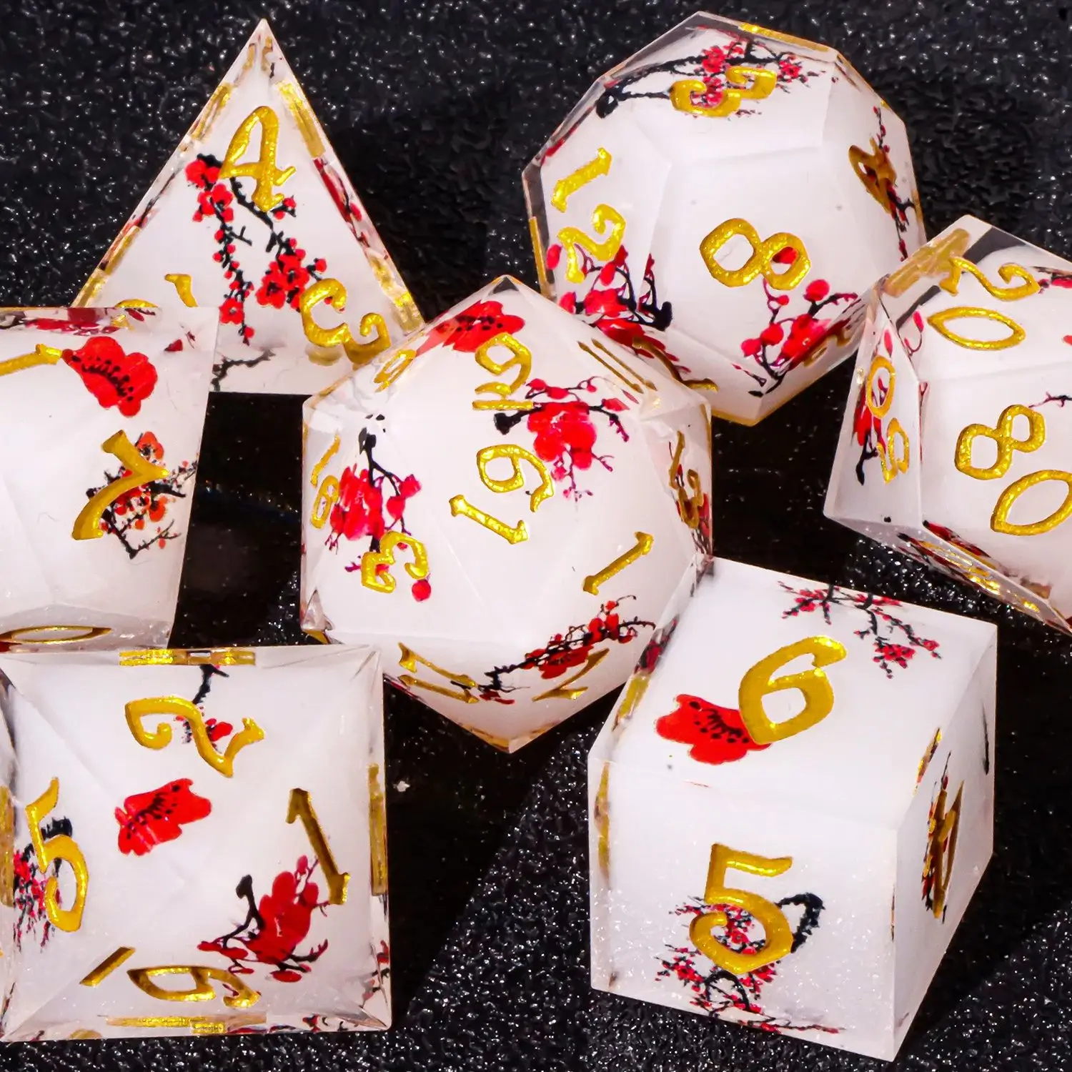 اليدوية DND زهر البرقوق الصلبة الراتنج مجموعة نرد متعدد الجوانب نرد متعدد السطوح ل D & D RPG لعبة الطاولة النرد للزنزانة والتنين