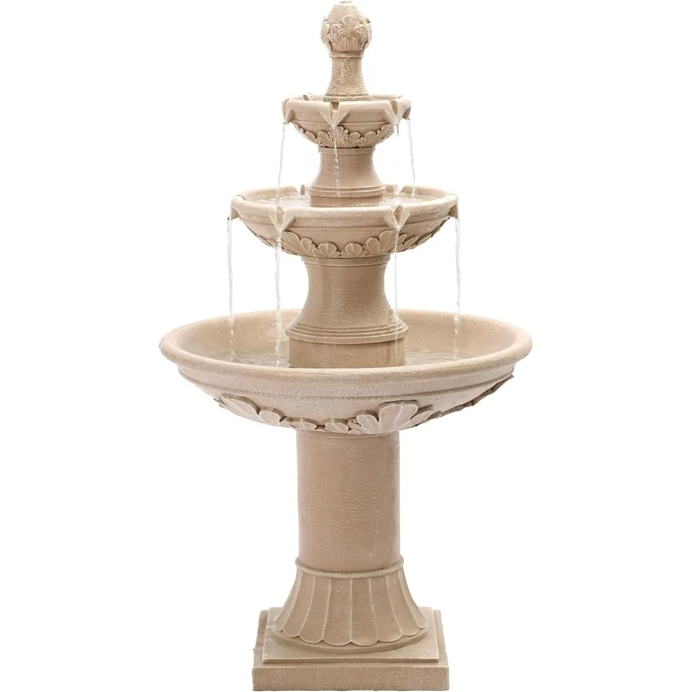 

Outdoor Pineapple Italian Water Fountain - 48.4" H Floor Bubbler Garden Waterfalls, 3 Tiered Roman Pillar Fountain for Indoor,
