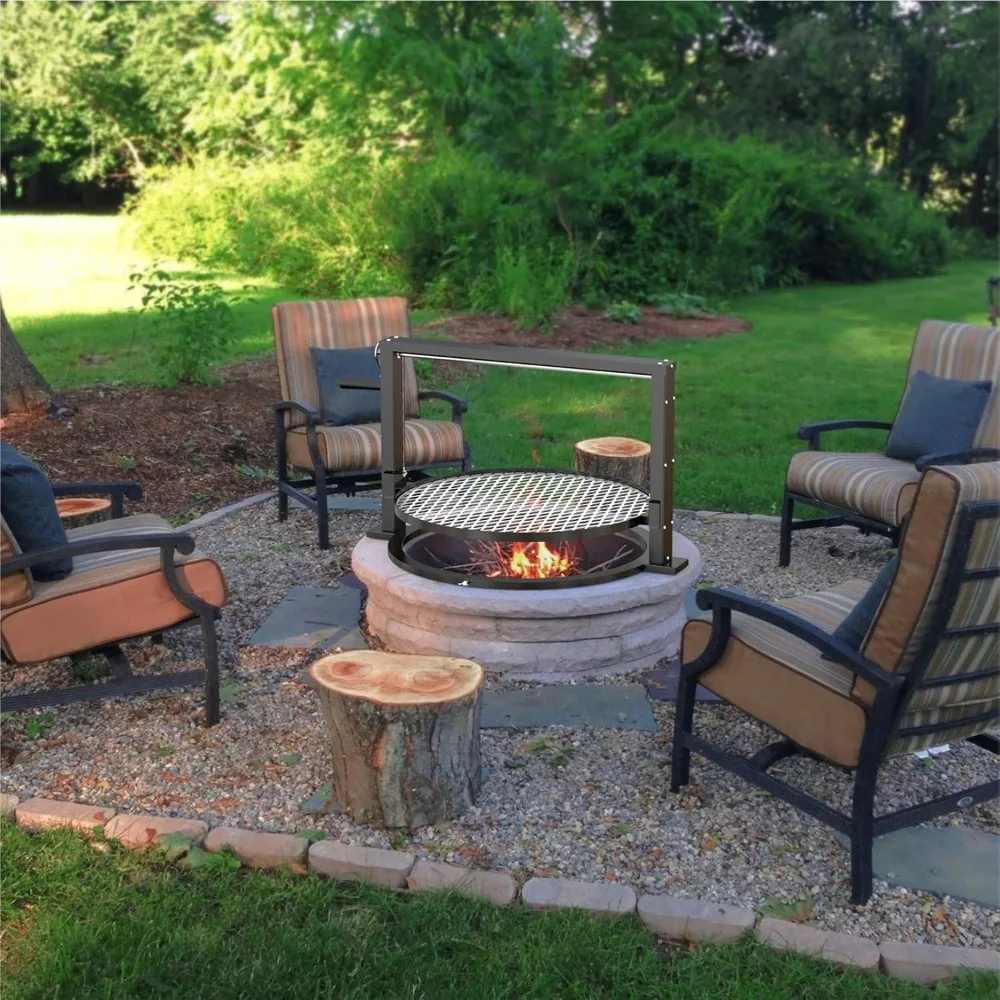 Santa-maria Style Grill Rotisserie System Adjustable Cooking Grate Attachment for Weber 22 Inch Kettle Grills