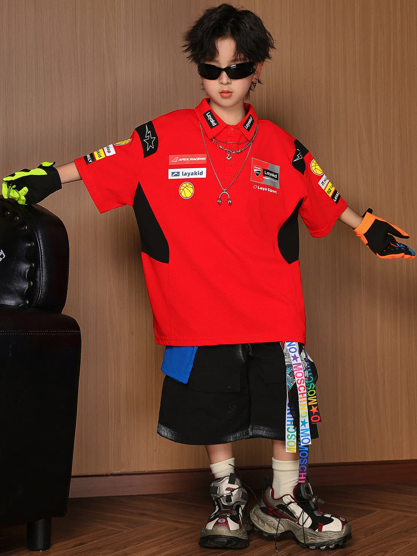 2026 Boy Loose Street Dance Hip-hop Dance Clothes Jazz Dance Costumes Short Sleeve Top Shorts Stage Outfit Catwalk Wear DQL12879