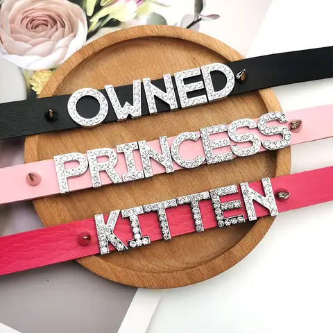 Sexy Customized Letters OWNED KITTEN PRINCESS Rivet Choker Necklace DIY Personalized Custom Name Collar Chocker Cosplay Jewelry