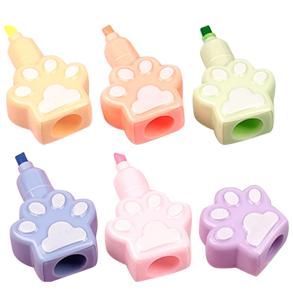 Creative Cartoon Cute Cat Claw Highlighter Wholesale Children's Account Pen Color Marker Pens Bookmarks Highlighters Plastic