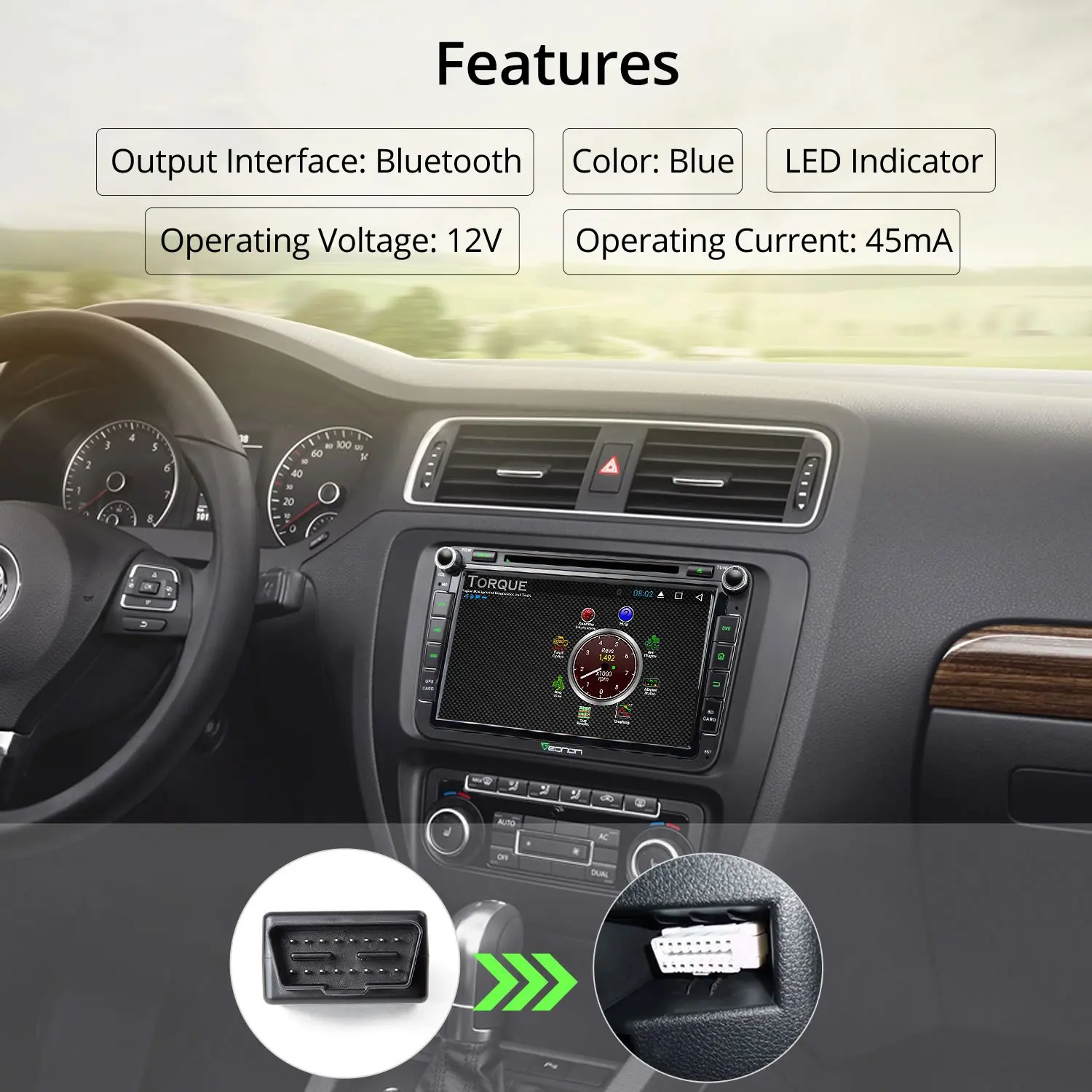 OBD2 Scanner Adapter BT, Wireless Diagnostic Code Reader OBD II Scan Tool Reset & Clear Check Car Engine Light