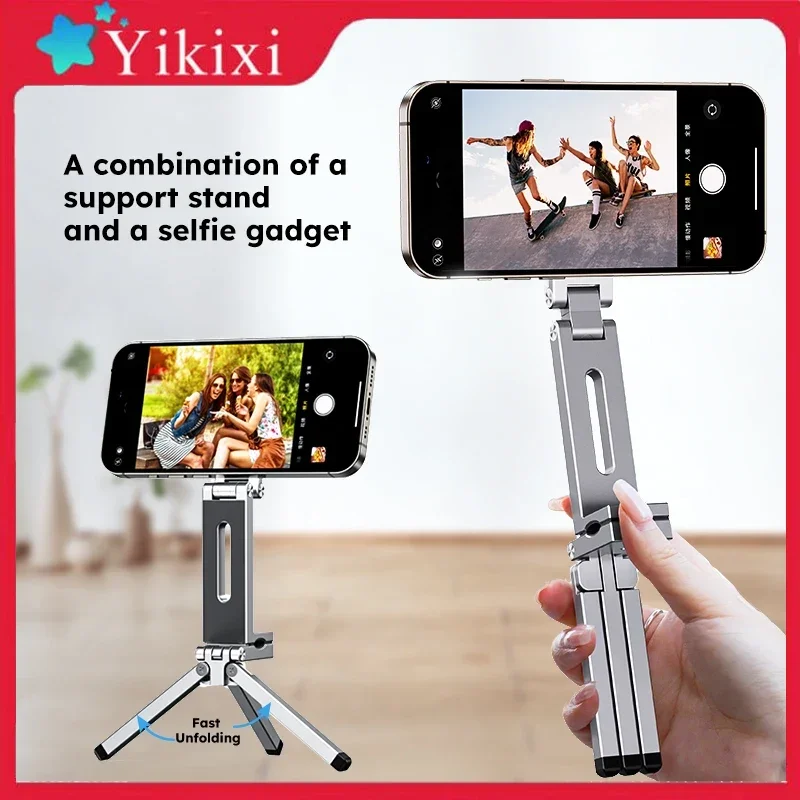 

Phone Holder Magnetic Stand for Magsafe 360° Dual-sided Rotating Selfie Portable Tripod Aluminium Mobile Holding for Travel Live