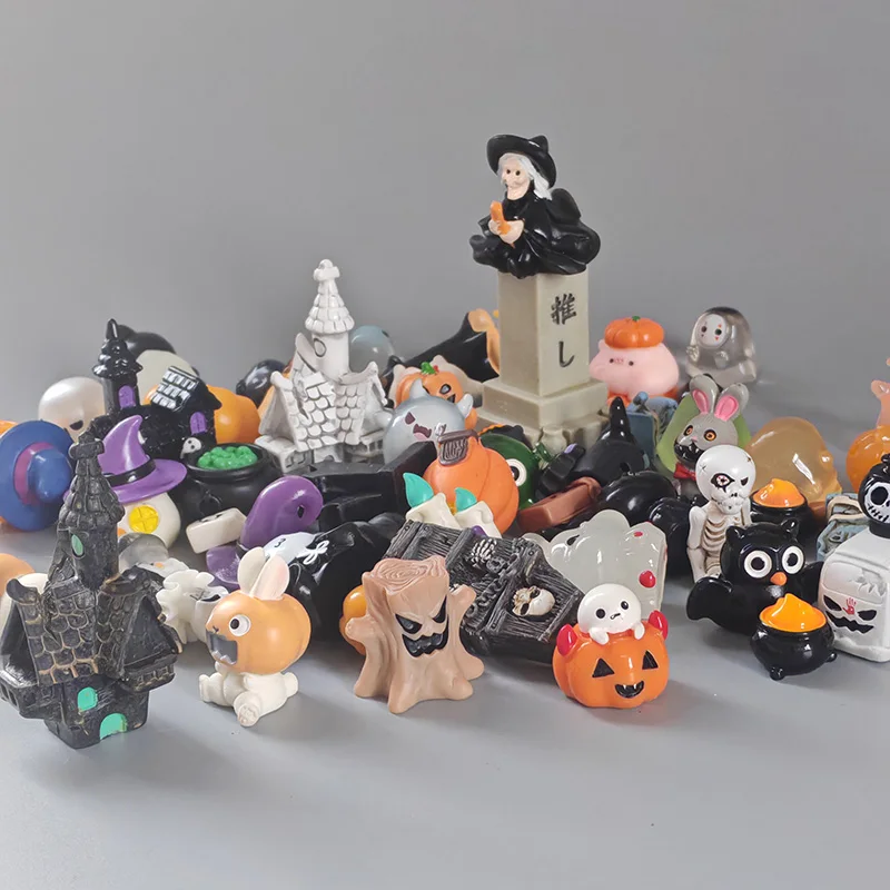 Halloween Decor Figurines Mini Fairy Garden Miniature Pumpkin Ghost Vampire Pumpkin Bus Ghost Witch Castle Skeleton Kid Gift