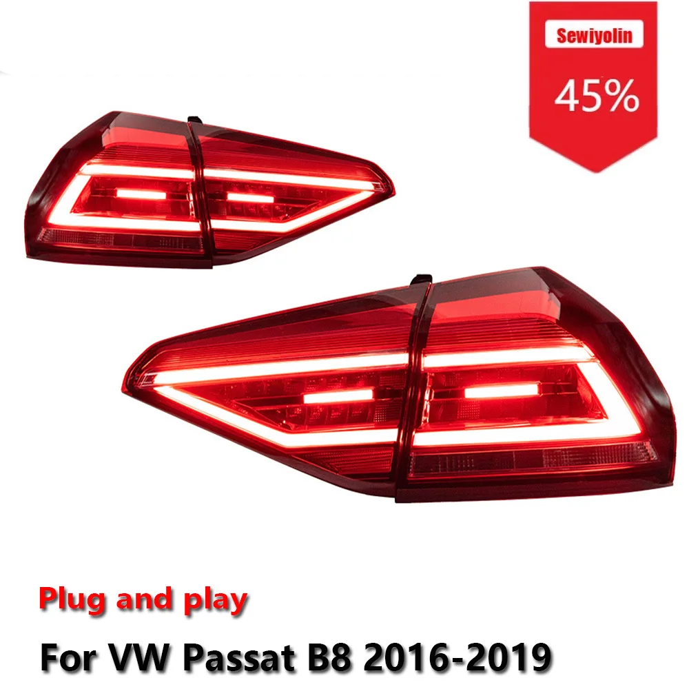 

Sewiyolin Car LED Tail Light Accessories For VW Passat B8 2016-2019 DRL Brake Turn Signal Lamp Plug and Play