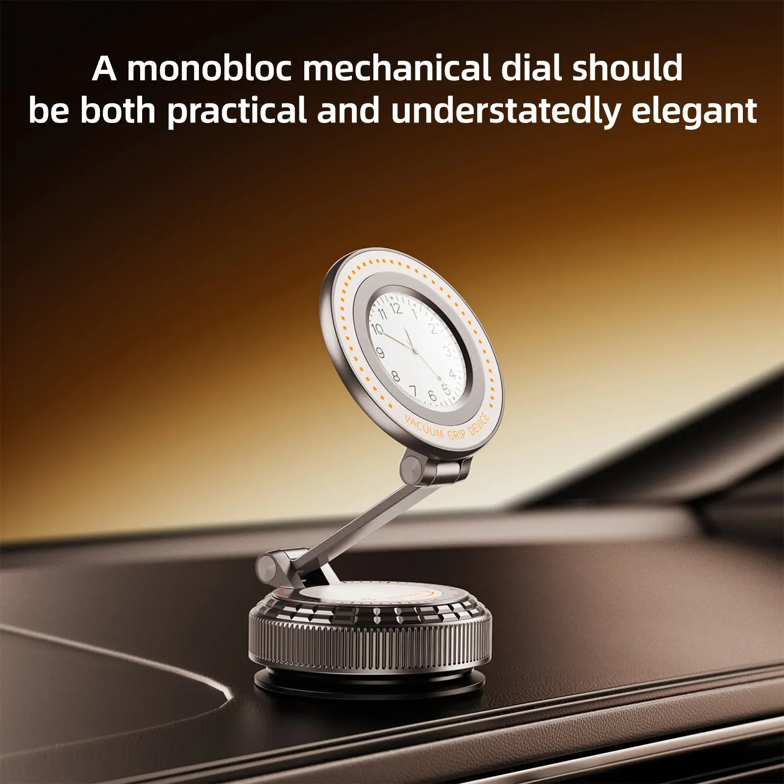 

Magnetic Car Vacuum Suction Cup Phone Holder with Clock Strong Magnet Mount 360 Rotation Foldable Bracket for Smartphone