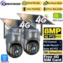 4K 8MP Solar Power Hunting Trail kamera IP Outdoor 4G karta Sim wykrywanie ruchu PIR wbudowana bateria kamera dwukierunkowa Audio CCTV