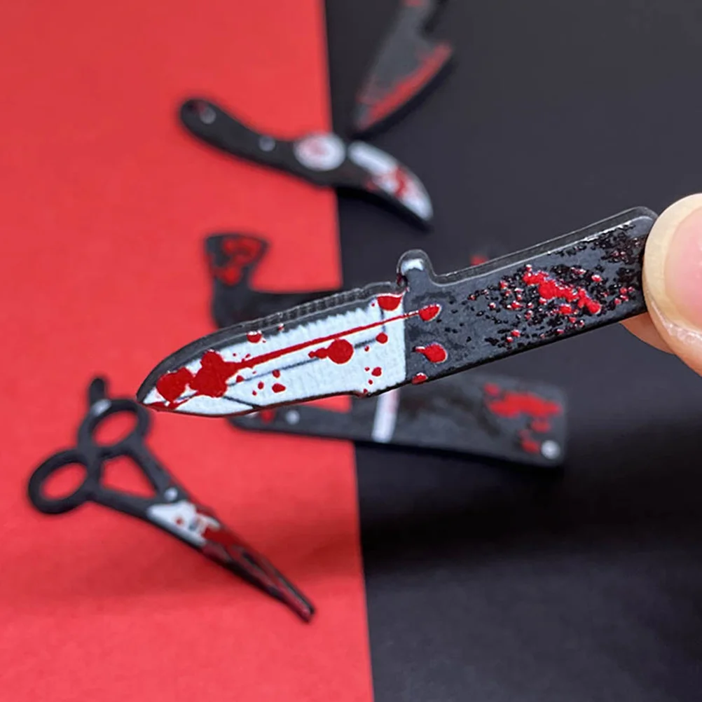 

6 Pcs Dollhouse Micro Halloween Scene Knives Propation Funny Props 6pcs Micro Halloweens Home Resin Desktop Adornment Day