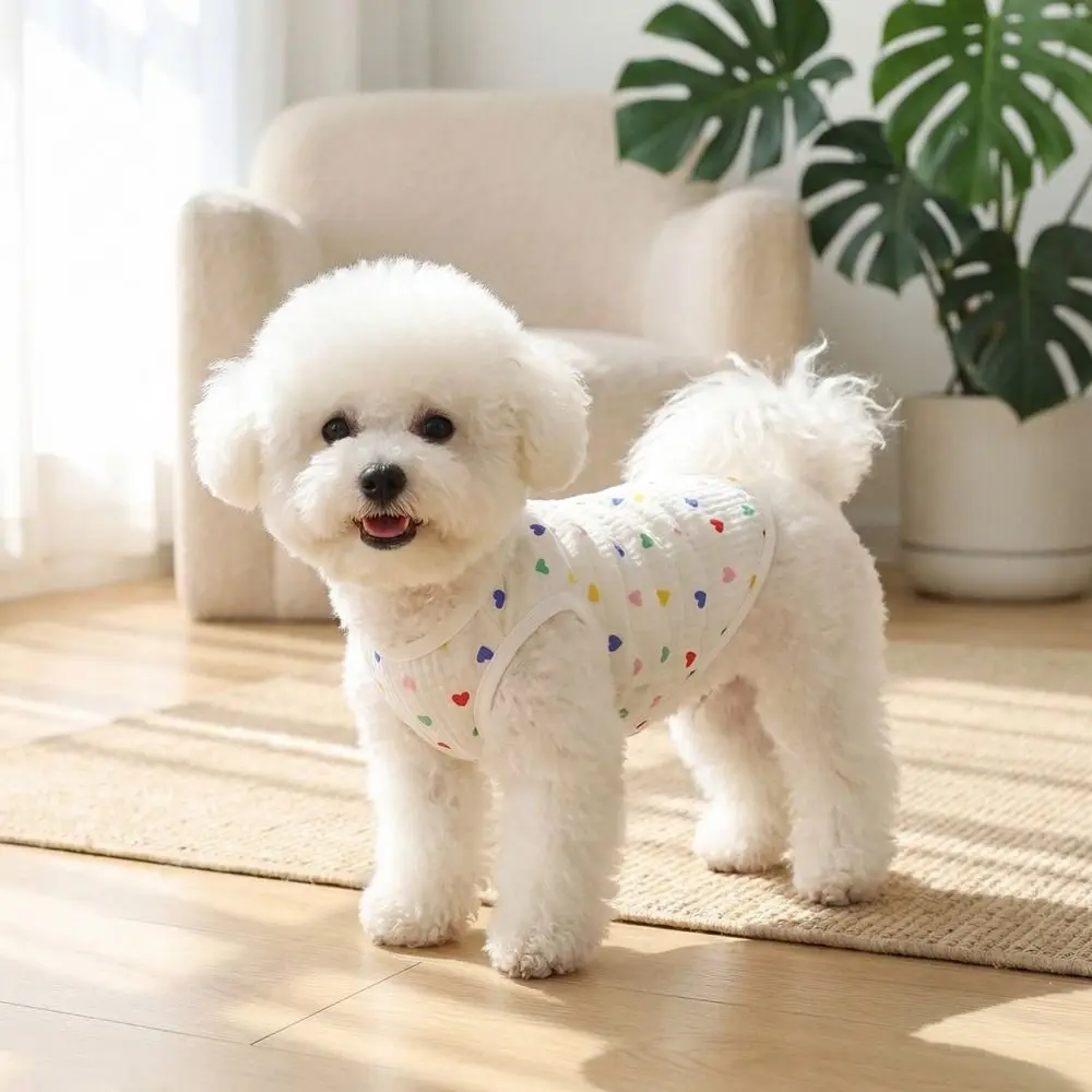 Pet Apparel Heart Pattern Dog Vest Thin Soft Cotton Pet T-shirt Breathable Cozy Pet Short Shirt Daily Use