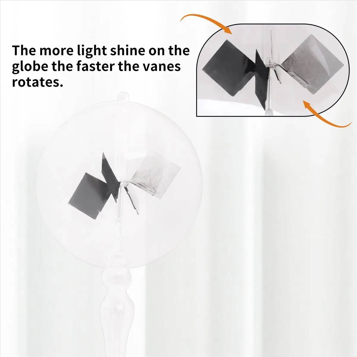 ABNQ-molino de viento de vidrio de 20,5 cm, radiómetro de crookes con energía Solar, herramienta de estudio de enseñanza educativa, decoración del hogar y la Oficina
