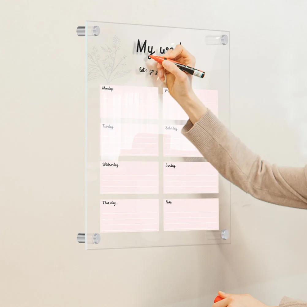 Acrylic Message Clear Sign Hanging Wall Mounted Planner Memo Dry Erase Display Home Office Hanging Message Board Use