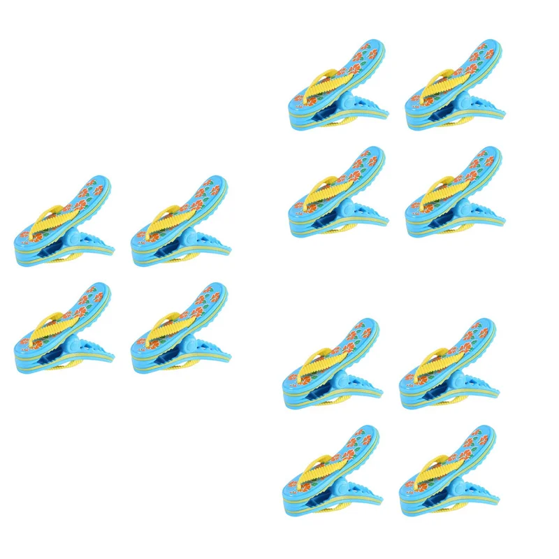 

A93Z 12-упаковка пластиковых зажимов для пляжных полотенец, милые тапочки, прищепки для пляжа, большие прищепки для стирки для отдыха, пляжа, бассейна