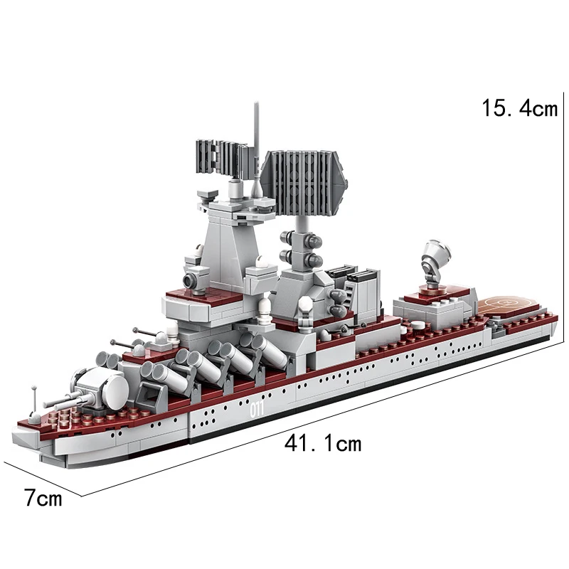 Russisches Modernes Militärschiff Batisbricks Varyag Kreuzer Modellbausatz, Baustein-Fahrzeug-Konstruktionsspielzeug als Geschenk – Detail 4