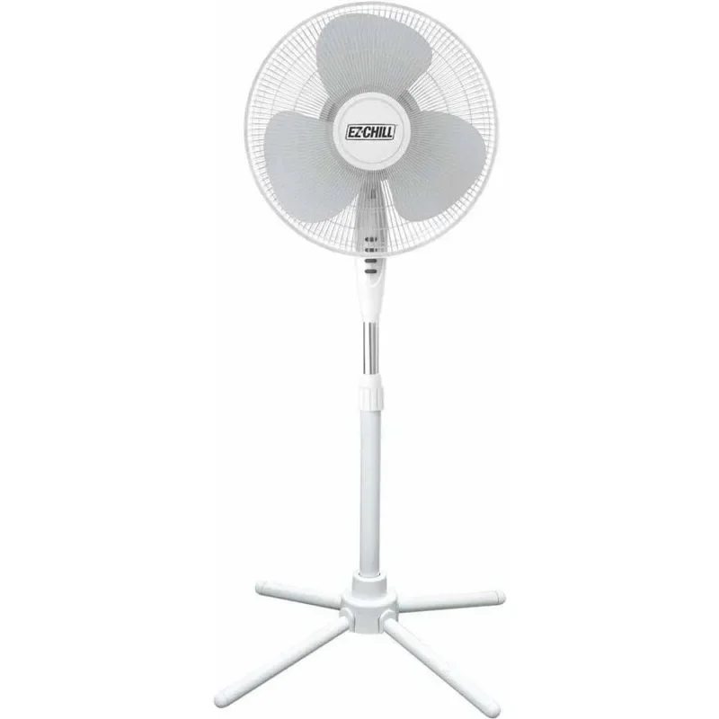 

EZ-CHILL Oscillating Pedestal Fan, 3-speed Options, 90-Degree Oscillating Head, Adjustable Height and Tilt, Powerful Air Flow