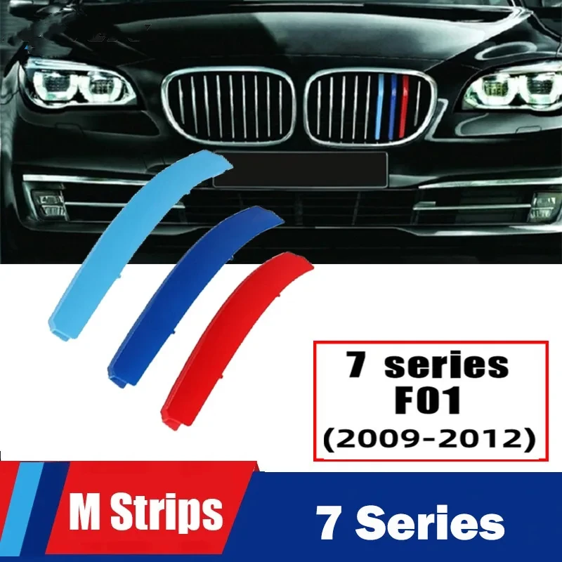 3Pcs Car M Grille Trim Strip For BMW 7 Series F01 F02 F03 F04 G11 G12 2009-2023 Performance Car Racing Grille Strip Trim Clip